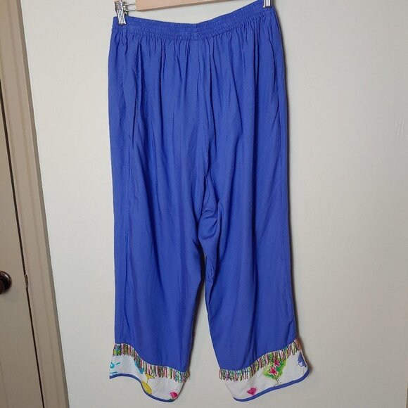 Vintage Lagenlook Pants Beaded Rayon Boho Pull On Whimsicore Dopamine Dressing - Picture 6 of 6